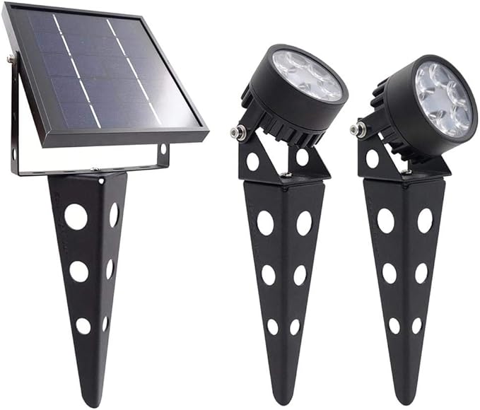 Solar Spot Lights Outdoor Legacy Mini 50X Twin Solar-Powered LED Spotlight (Cool White LED) for Outdoor Garden Yard Landscape Uplight Downlight, Waterproof, Black Finish