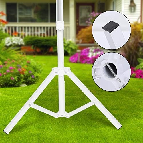 Beach Umbrella Stand Base,Portable Foldable Sun Umbrella Stand White Triangular Iron Support Base for Patio Beach Garden Camping Fishing Outdoor Sunshade Stand