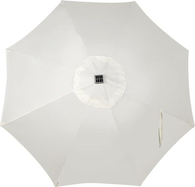 Blissun 9 ft Solar Umbrella, 32 LED Lighted Patio Umbrella, Table Market Umbrella, Outdoor Umbrella for Garden, Deck, Backyard, Pool and Beach (Creamy White)