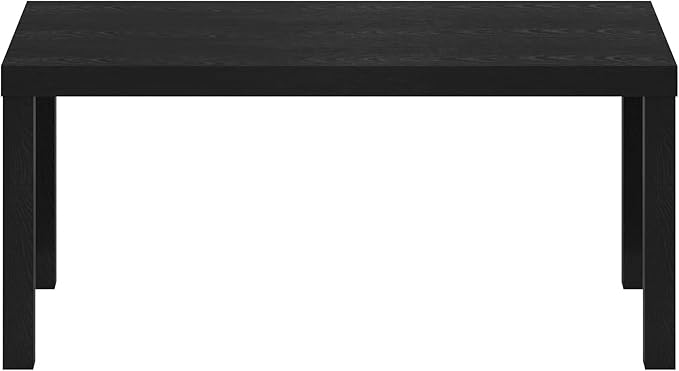 Furinno CLASSIC Coffee Table, Modern Rectangle Coffee Table with 1.8" Triple Thick Tabletop, Side Table, Toolless Assembly, for Living Room, Home Office, Black