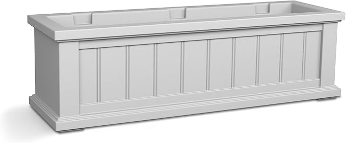 Mayne Cape Cod 3ft Window Box - White - 36in L x 11in W x 10.8in H - with 6.5 Gallon Built-in Water Reservoir (4840-W)