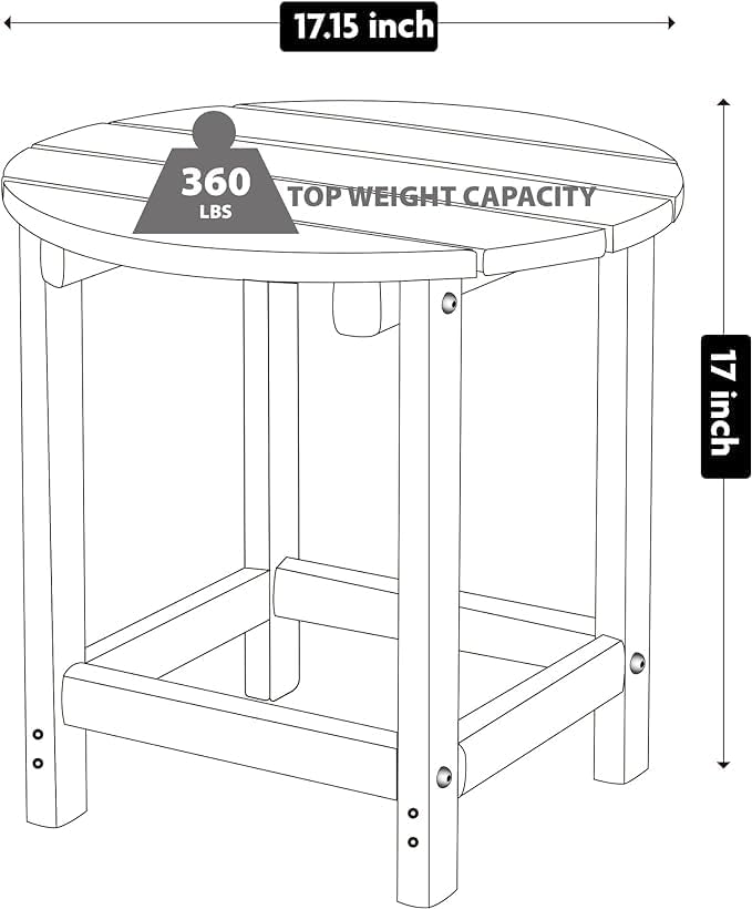 LZRS Round Adirondack Patio Side Table End Table, Outdoor Side Tables for Patio, Backyard,Pool, Indoor Companion, Easy Maintenance & Weather Resistant(Brown Mixture)