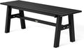VINGLI 47” Outdoor HDPE Bench, Weatherproof Garden Bench w/Metal Legs, Poly Lumber Porch Benches, 660 LBS Capacity Outdoor Backless Patio Benches for Entryway Deck (Black)