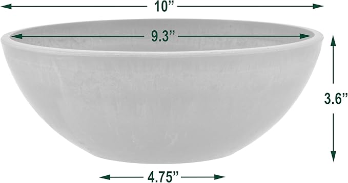 PSW Pot Collection M25TC 8-inch Plastic/Stone/Wood Composite Low Bowl Planter – No Drainage Hole (Drillable), Shallow Indoor/Outer Pot for Succulents, Bonsai, Fairy Gardens, Herbs, Terra Cotta Color