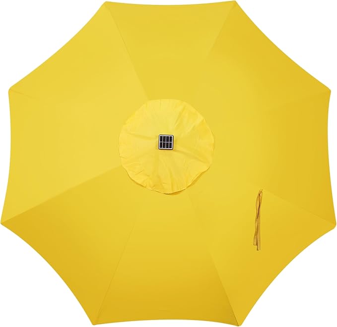 Blissun 9 ft Solar Umbrella, 32 LED Lighted Patio Umbrella, Table Market Umbrella, Outdoor Umbrella for Garden, Deck, Backyard, Pool and Beach (Yellow)