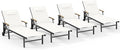 Ciokea Outdoor Lounge Chair with Pillow Set of 4, 5-Position Chaise Lounge with Wheels & Armrests, 400 lbs Heavy Duty Aluminum Pool Lounge Chairs, for Beach, Deck, Poolside & Backyard, White