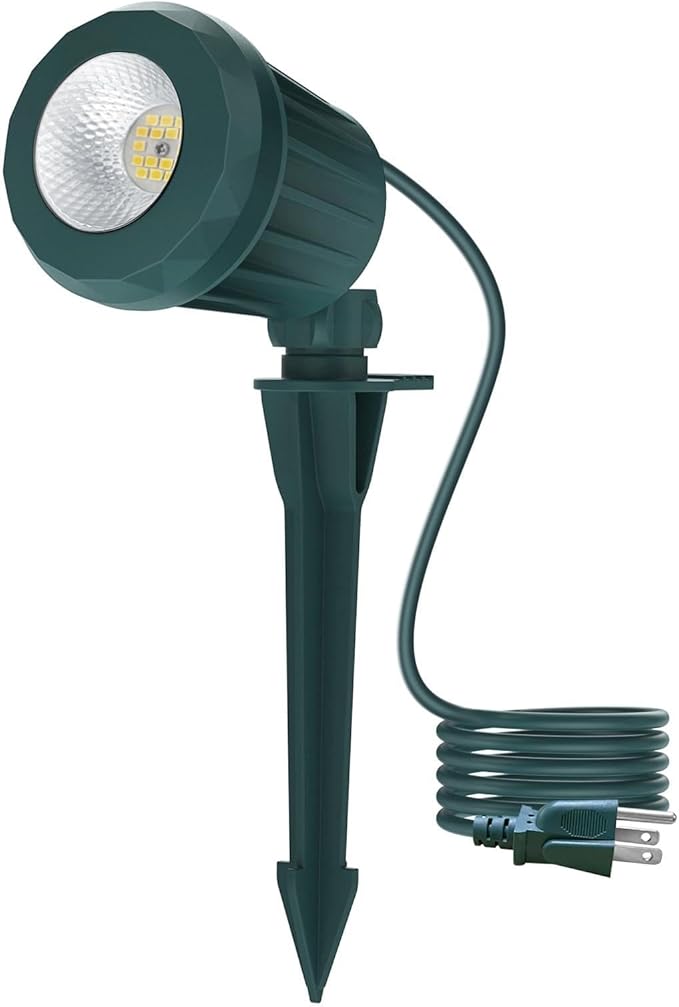 Spotlight Outdoor – 120V Plug-in, 2700K Warm White LED Landscape Spot Lights with RGB 3 Lenses for Yard, Garden, Lawn&Tree Decor, IP67 Waterproof, Perfect for Holidays&Everyday (1 Pack, Green)