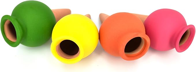4-Pack Terracotta Self-Watering Spikes | Eco-Friendly Iron-Rich Clay Olla Irrigation System | Vacation Plant Sitter for Potted Flowers, Herbs, and Succulents