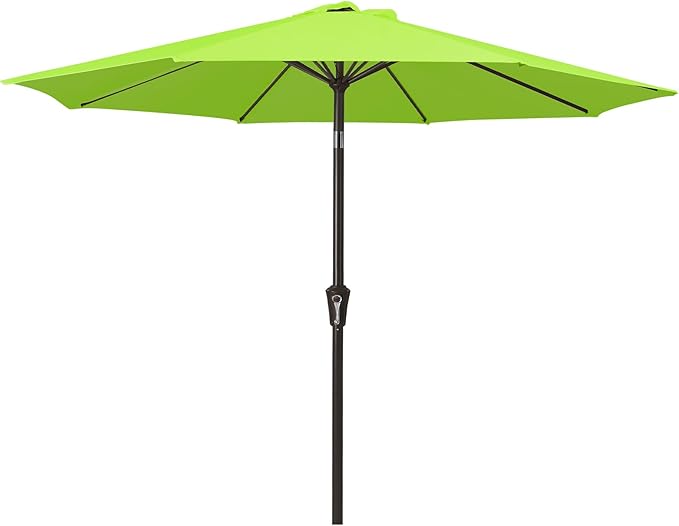 MEWAY 9ft Patio Umbrella Outdoor Table Umbrellas with Push Button Tilt and Crank, Market Umbrella 8 Sturdy Ribs for Deck, Garden, Pool and Backyard, Apple Green