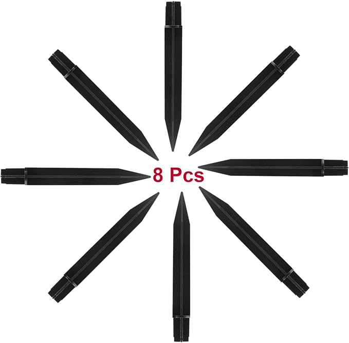 Biaungdo 8 Pcs Ground Spike, 8.25 Inch Black Reinforced Plastic Ground Spikes ABS Lights Replacement Stakes Yard Stakes for Solar Pathway Torch Garden Lights