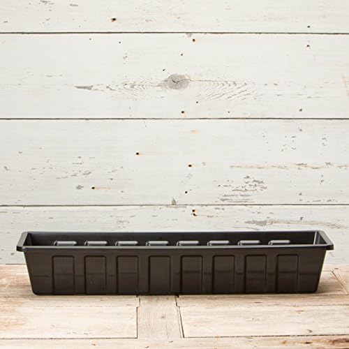 Root & Vessel Poly-Pro Plastic Flower Box Planter, Black, 30-Inch