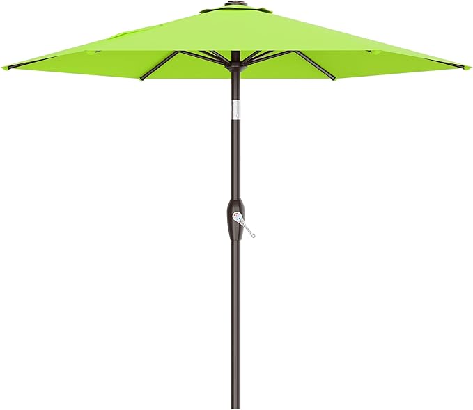 AreShark 7.5FT Patio Umbrella Table Market Umbrella with 6 Sturdy Ribs, Button Tilt/Crank Heavy-Duty Round Outdoor Umbrellas for Garden, Deck, Backyard,and Pool, Apple Green
