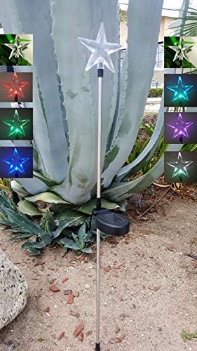 Solar Garden Stake Lights with Color Changing LED or Regular White LED Landscape Path Lights (Set of 2) (Celestial Star)