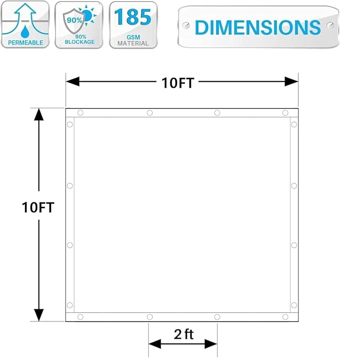 90% Shade Cloth Sun Shade Fabric Privacy Screen Shade Cover for Patio Garden Pergola Shade Cover Canopy with Gromments