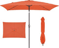 JEAREY 6.5x10 ft Rectangular Patio Umbrellas Rectangle Outdoor Umbrella with Push Button Tilt and Crank, Market Table Umbrella 6 Sturdy Ribs UV Protection for Poolside Garden Backyard Deck, Orange