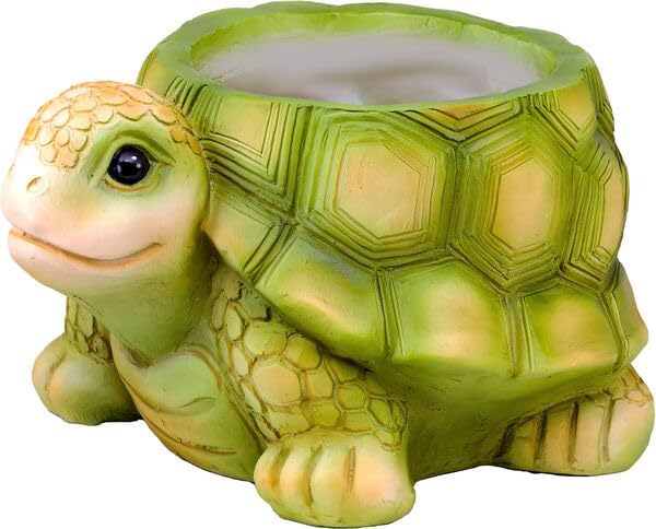 Spoontiques Decorative Flower Pots for Indoor and Outdoor Use – Hand Painted Resin Plant Pot – Home and Garden Décor (Turtle, 5.75" x 8" x 4.25")