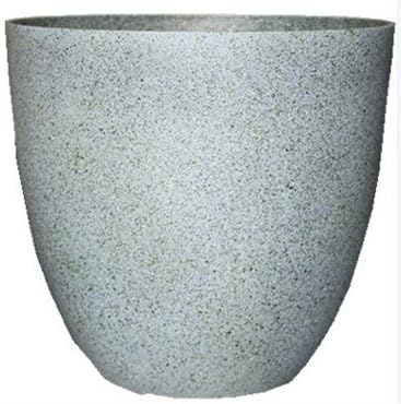Gardener Select (EPR15-105) Large Egg Shaped Planter - Modern Indoor & Outdoor Decorative Flower Pot/Box (15 Inch, Granite Flower), Gray