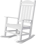 Devoko HDPE Rocking Chair Plastic Outdoor Indoor Patio Rocker Chair High Back All Weather Rocker for Patio Backyard Porch Garden (White)