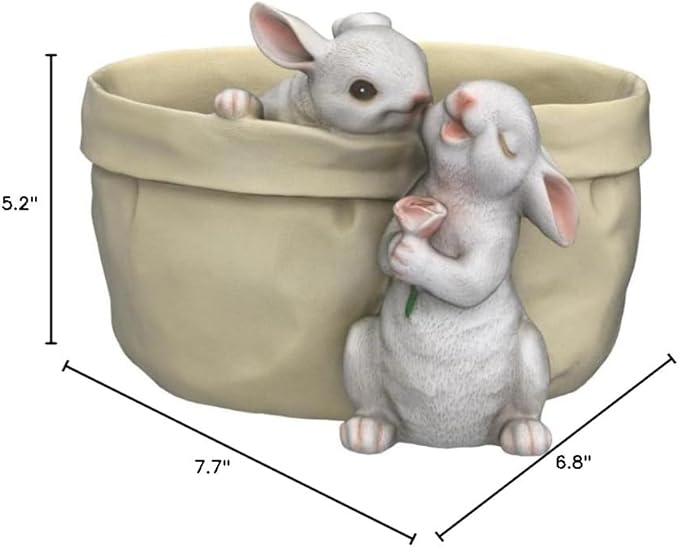 Rabbit Flower Pot Succulent Planter Garden Pots, Bunny Decorative Flower Pot,Animal Shaped Cartoon Planter Pots, Art Decorations for Mom Women （Flower with Drainage Hole）
