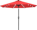 ABCCANOPY Durable Solar Led Patio Umbrellas with 24LED Lights 7.5FT with 6 Sturdy Ribs (Logo Red)