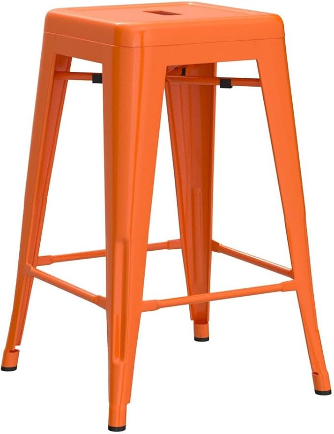 FDW Metal Bar Stools Set of 4 Counter Height Bar Stools 24 Inches Industrial Bar Chairs Patio Stool Stackable Backless Stool Indoor Outdoor Metal Kitchen Stools Bar Chairs (Bronze, 24")
