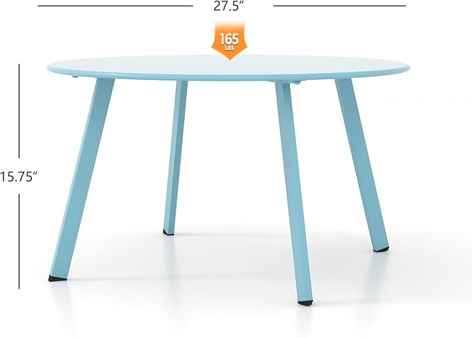 Grand patio Round Coffee Table, Weather Resistant Patio Side Table, Outdoor Round End Table with Square Feet, Great for Backyard, Patio, Deck, Blue