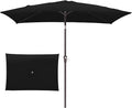 JEAREY 6.5x10 ft Rectangular Patio Umbrellas Outdoor Market Umbrella with Push Button Tilt and Crank, Rectangle Table Umbrella 6 Sturdy Ribs UV Protection for Pool Garden Backyard Deck, Black