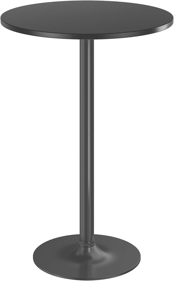 Furmax Bistro Pub Table Round Bar Height Cocktail Table for Home Bar, Small Round Bar Tables for Party, Dining Room, Living Room and Wedding, Metal Base MDF Top Obsidian, 40.6 Inch Height (1, Black-1)