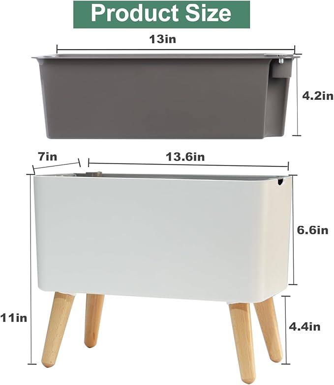 13.5 Inch Indoor Decorative Planter Pot with Solid Wood Legs, Self Watering Pots with Water Shortage Alarm Plant Pot for Modern Flower Planter for Home & Garden(White)