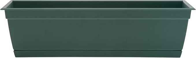 Bloem Dayton Window Box Planter: 24" - Turtle Green - 100% Recycled Durable Plastic Box, Elevated Feet, for Indoor and Outdoor Use, Gardening, 5 Gallon Capacity