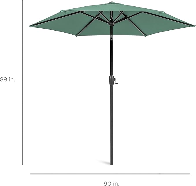 Best Choice Products 7.5ft Heavy-Duty Round Outdoor Market Table Patio Umbrella w/Steel Pole, Push Button Tilt, Easy Crank Lift - Seaglass
