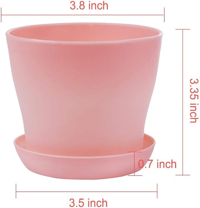 TDHDIKE 10 Pcs Plastic Planters Indoor Pots, Mini Flower Seedlings Nursery Flower Pot with Pallet, Modern Decorative Gardening Containers