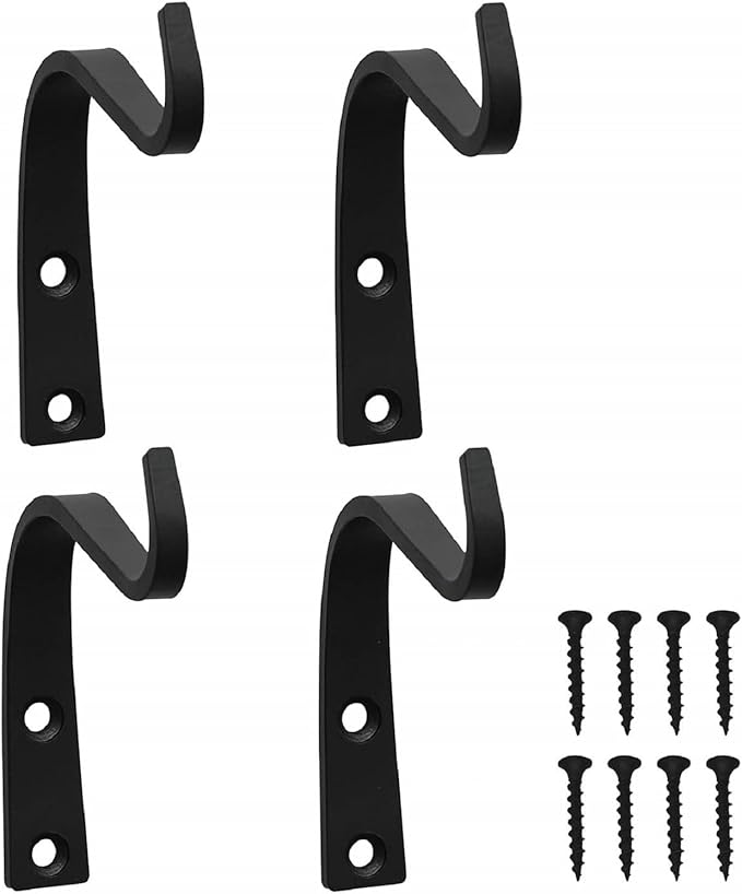 Cast Iron Plant Hooks for Hanging Baskets Indoor, Heavy Duty Plant Hangers Outdoor, Rustic Planter Hook Hanging Lanterns Bird Feeders, 4 Inch (4 Pack)