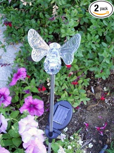 Solar Powered Garden Stake LED Light, Set of 2 (Bumble Bee)