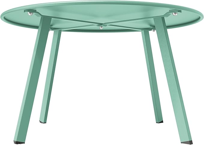 Grand Patio Round Steel Patio Coffee Table, Weather Resistant Outdoor Large Side Table, Mint Green…