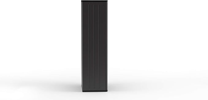 Suncast 19 Cubic Ft. Heavy-Duty Resin Cabinet with Lockable Handles, Multi-Wall Construction, and Metal-Reinforced Shelves for Basement, Utility Room and Garage Storage, Black, Made in the USA