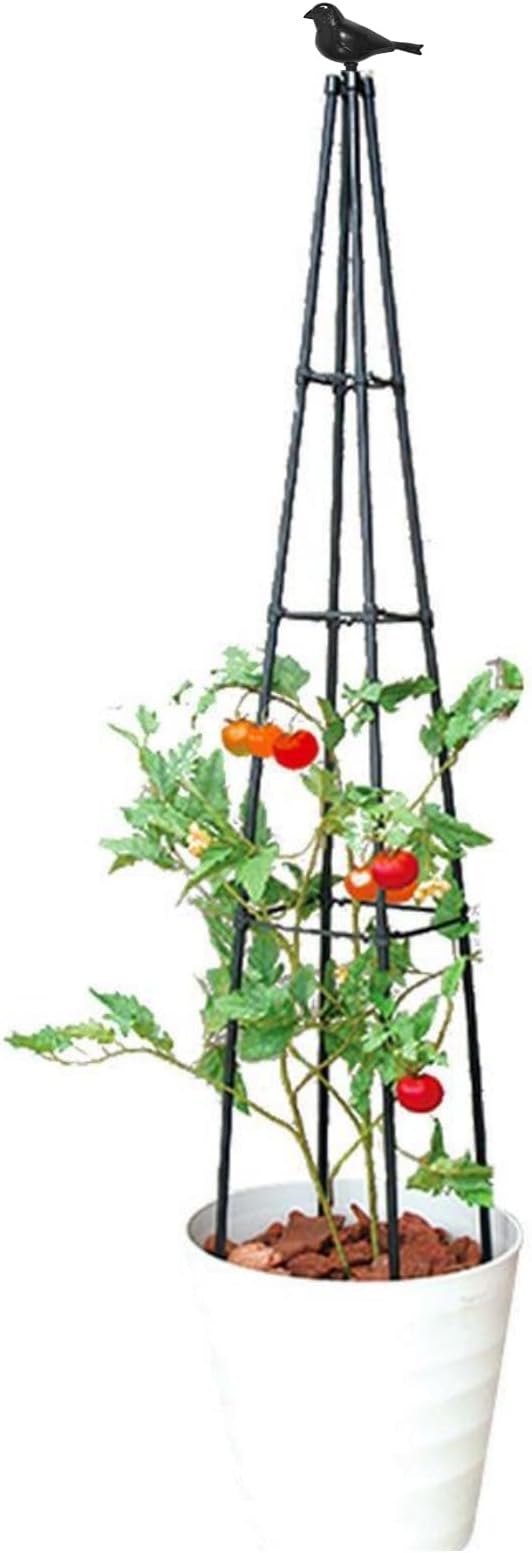 Cucumber Trellis, 67" Tall Obelisk Garden Trellis for Climbing Plants Outdoor Plastic-Coated Metal Support for Flower Vine Vegetable Tomato Cage Cucumebr Trellis Raised Bed, Black, 2 Pack