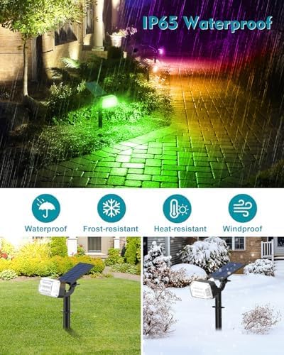 Solar Spot Lights Outdoor Waterproof IP65,[49 LEDs/8 Pack] RGB Halloween 7 Modes Christmas Color Changing Solar Spotlights, Adjustable Multicolor Landscape Flood Lights for Yard Garden Pathway