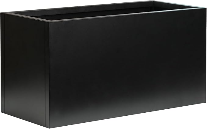 Black Planter Box Galvanized Steel Rectangular Metal Planter 36" L x 12" W x 16" H Indoor Large Outdoor Planters Steel Metallic Heavy Flower Pot Commercial Residential for Patio, Backyard, Garden