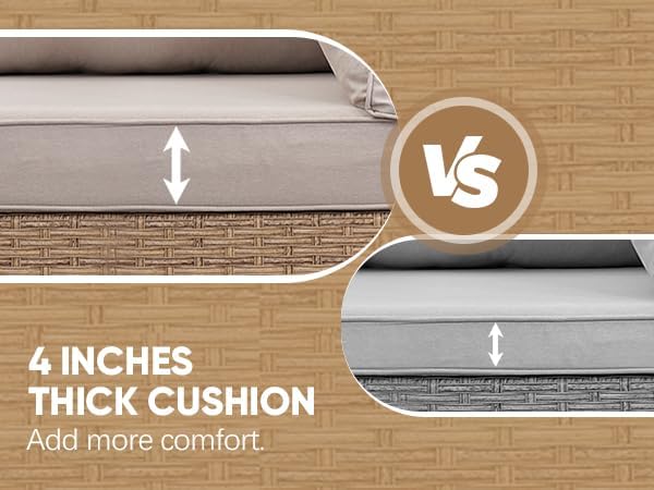 3 Piece Wicker Patio Furniture Set,Outdoor Conversation Loveseat Sectional Sofa w/Coffee Table,All-Weather Outdoor Sofa with Thick and Anti-Slip Cushions for Deck,Poolside,Garden,Beige