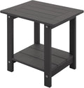 Double Adirondack Side Table Weather Resistant, Outdoor Rectangular End Table for Adirondack Chair, Dark Brown
