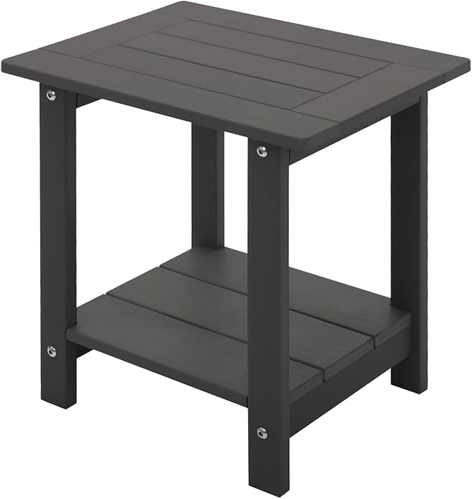 Double Adirondack Side Table Weather Resistant, Outdoor Rectangular End Table for Adirondack Chair, Dark Brown