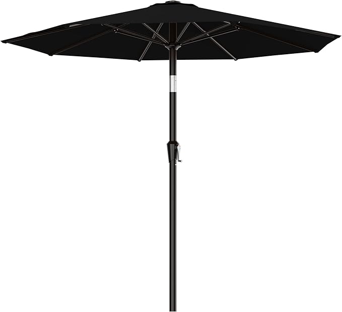 AreShark 9 FT Patio Umbrella for Outdoor, Outdoor Table Umbrella with Push Button Tilt and Crank, Outdoor Patio Umbrellas with 8 Sturdy Ribs for Market, Garden, Pool (Black)
