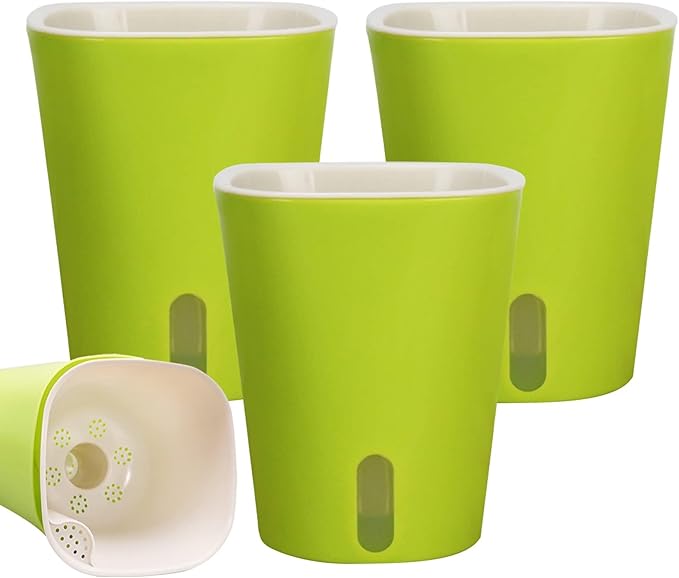 TCBWFY 9 Inch Self Watering Pots for Indoor Plants,3 Sets Self Watering Planter Pots with Visual Water Level Window and Multiple Vents,Self Watering Plant Pot for All House Plants,Flowers,Herbs