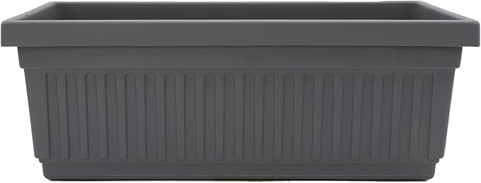 The HC Companies Venetian Window Planter Box w/Drain Plug - Long Planter Box for Windowsills, Balconies & More - Plastic Rectangular Outdoor Planters for Herbs & Flowers (18" Warm Gray, Pack of 1)