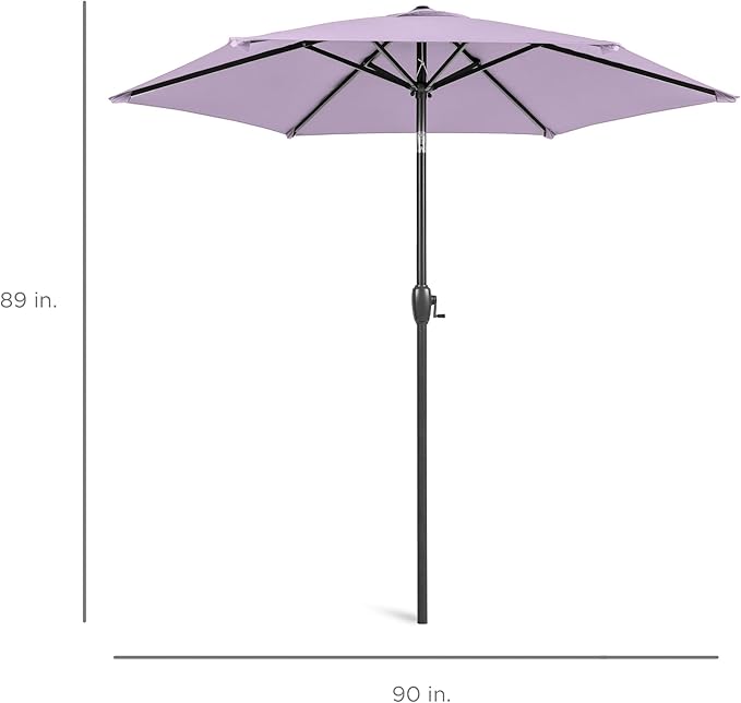 Best Choice Products 7.5ft Heavy-Duty Round Outdoor Market Table Patio Umbrella w/Steel Pole, Push Button Tilt, Easy Crank Lift - Lavender