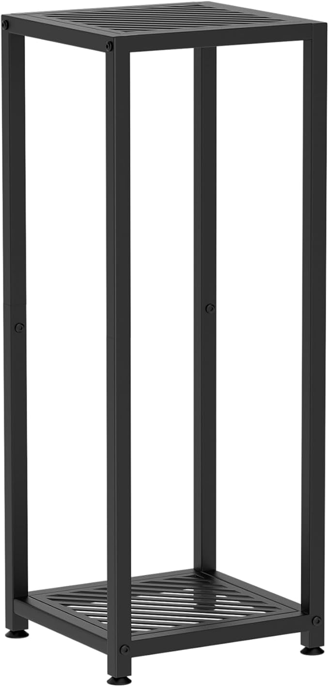 TOSKING Tall Plant Stand Indoor – 2-Tier Modern Metal Shelf, 30" Height & 200 LBS Capacity, Heavy Duty for Living Room, Balcony, Garden (Black)