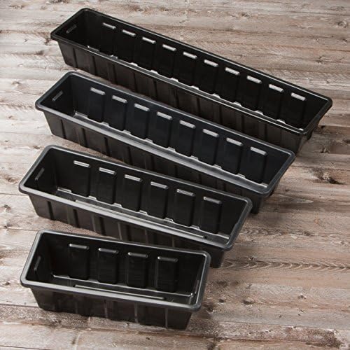 Root & Vessel Poly-Pro Plastic Flower Box Planter, Black, 18-Inch