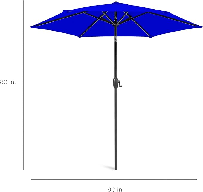Best Choice Products 7.5ft Heavy-Duty Round Outdoor Market Table Patio Umbrella w/Steel Pole, Push Button Tilt, Easy Crank Lift - Resort Blue