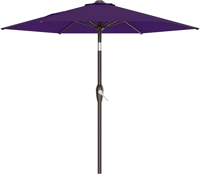 AreShark 7.5FT Patio Umbrella Table Market Umbrella with 6 Sturdy Ribs, Button Tilt/Crank, Heavy-Duty Outdoor Umbrellas for Pool, Deck, Garden and Backyard, Purple